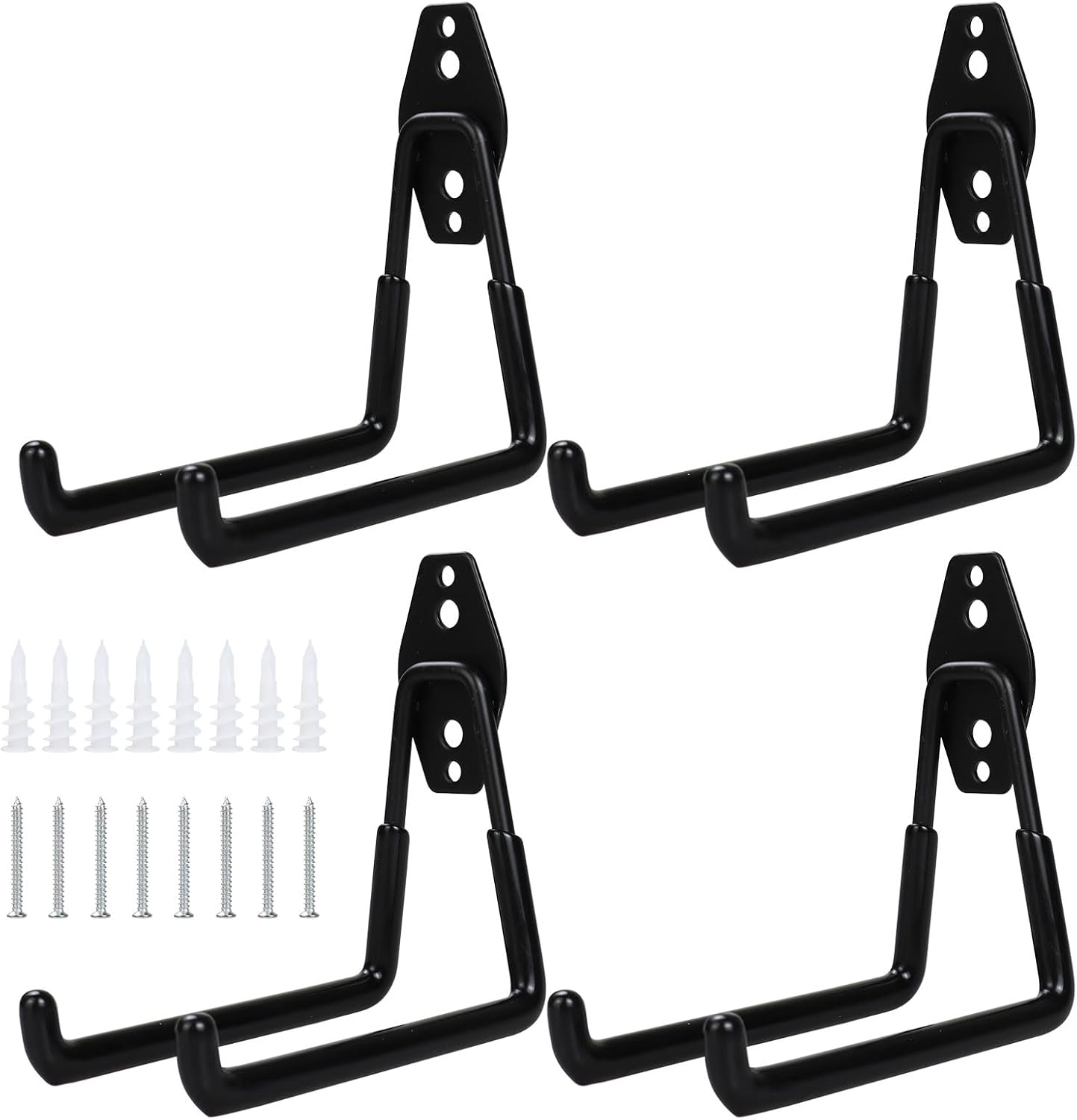 4 Pack Heavy Duty Garage Hooks, 7.7 inch U Shaped Long Hanger, Wall Mounted Storage System, for Power and Garden Tool Hanging, Ladders, Bikes, Hose, Bulk Items and More
