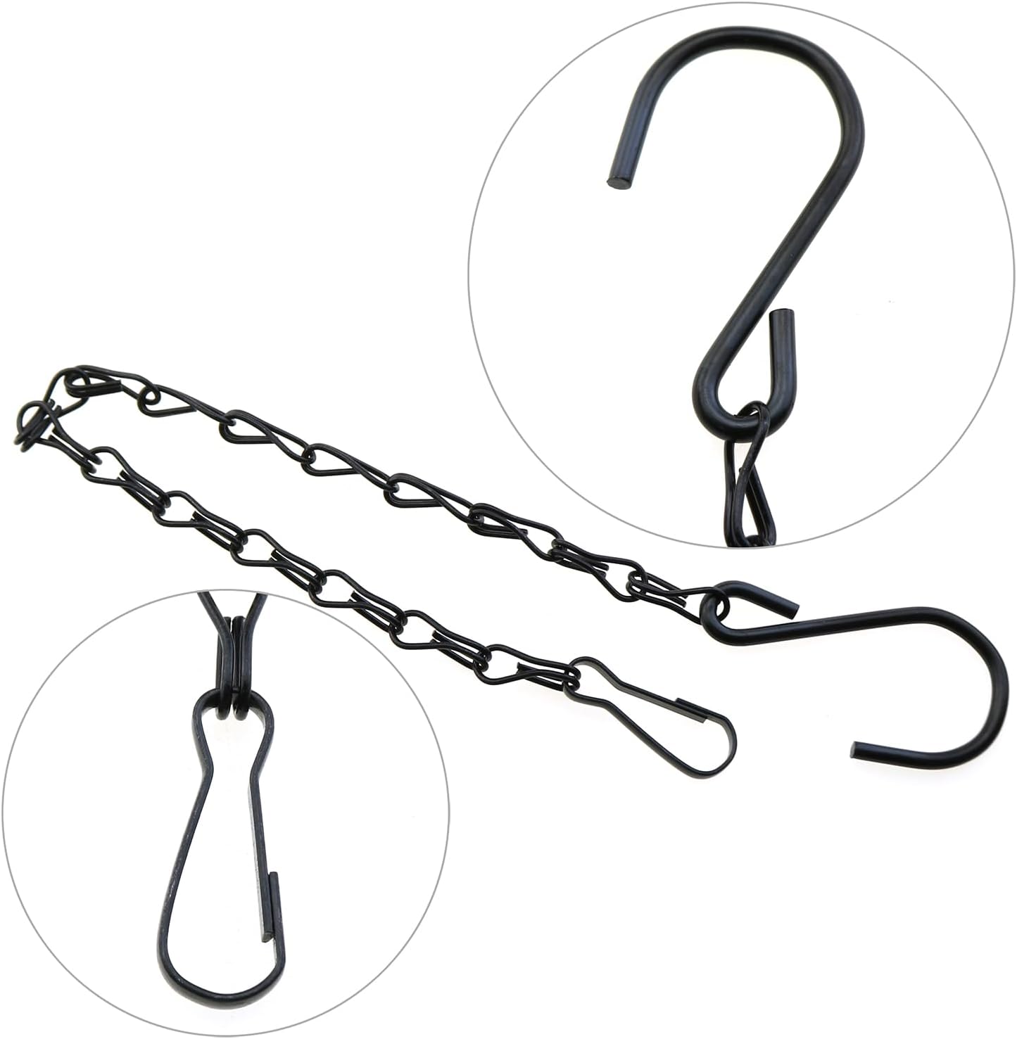 12-Piece Set of 9.5-Inch Black Hanging Chains with 12 Ceiling Hooks, Garden Plant Hangers for Hanging Bird Feeders, Signboards, Chalkboards, Baskets, Flower Pots, Lanterns, Wind Chimes