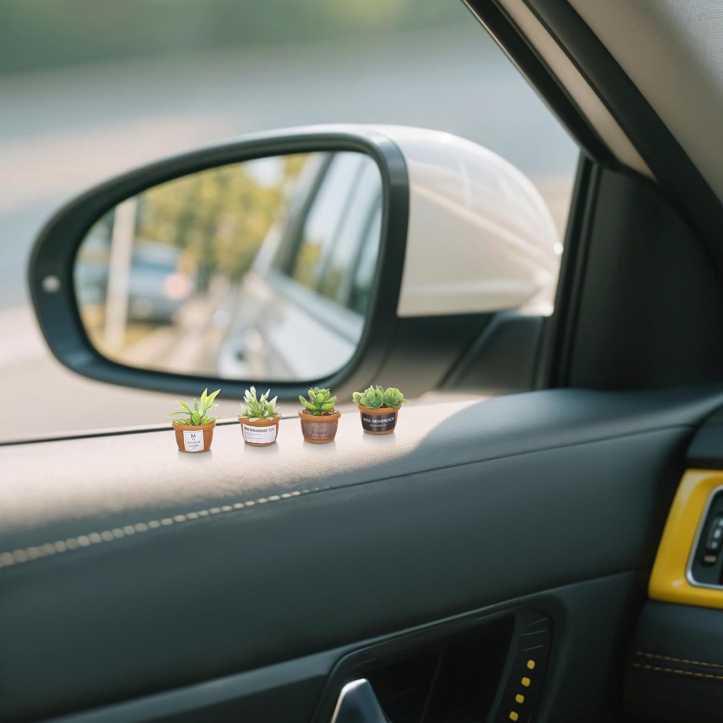 Mini Car Plant Decor,4Pcs Cute Succulent Dashboard Decorations Mini Succulent Car Ornament Mirror Window Ornaments Table Home Decor for Dashboard Flower Pots