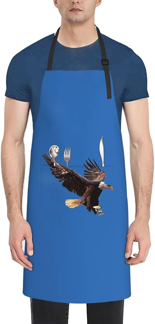 eagle print Waterproof apron with pocket adjustable cooking apron for adult kitchen bibs to bake