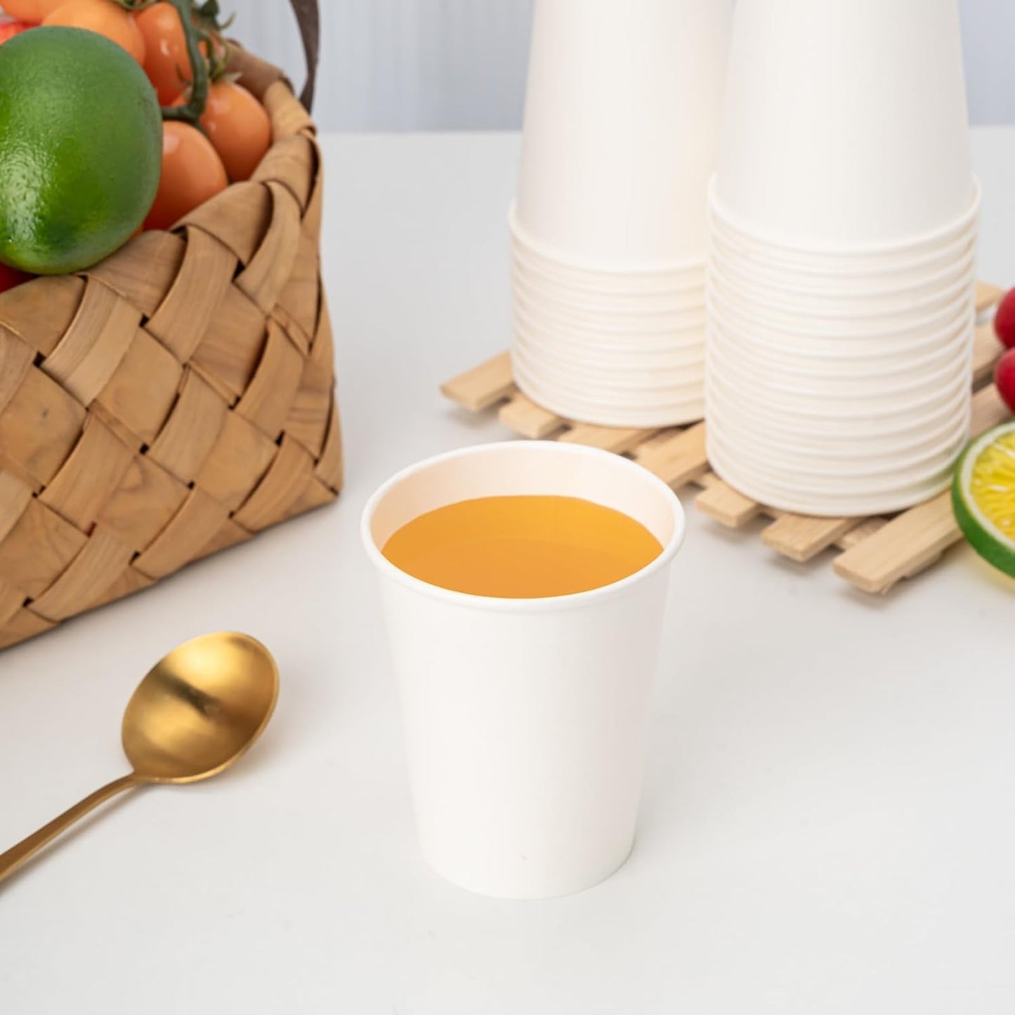 RACETOP 8 oz 500 Pack Disposable Paper Coffee Cups, Disposable Paper Cups, Hot Coffee Cups for Office, Party, Home
