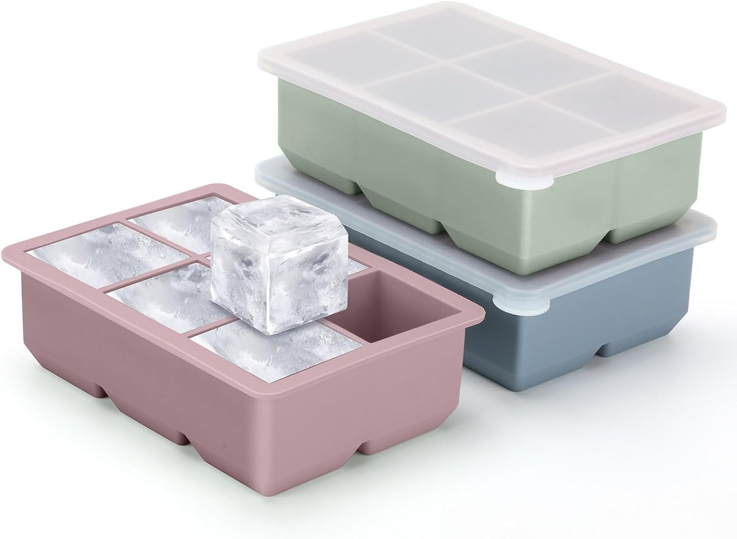 Silicone Ice Cube Trays 3 Pack - Large Size Silicone Ice Cube Molds wi