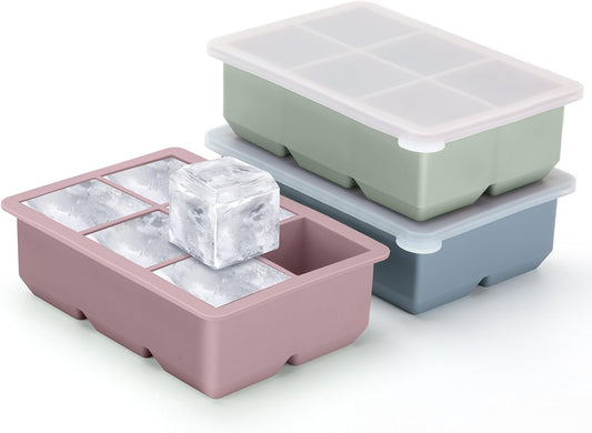 Silicone Ice Cube Trays 3 Pack - Large Size Silicone Ice Cube Molds wi