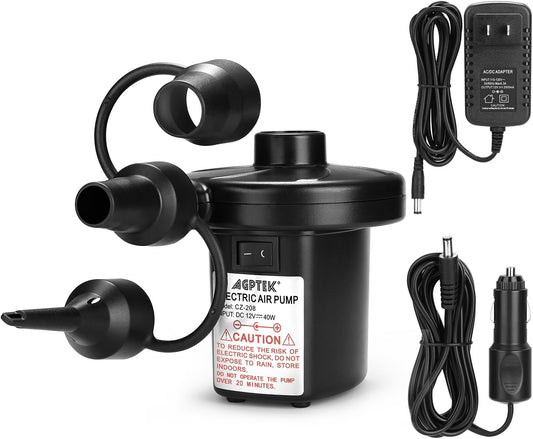 AGPTEK Electric Air Pump,Portable Air Pump with 3 Nozzles, 4.5kPa Quic