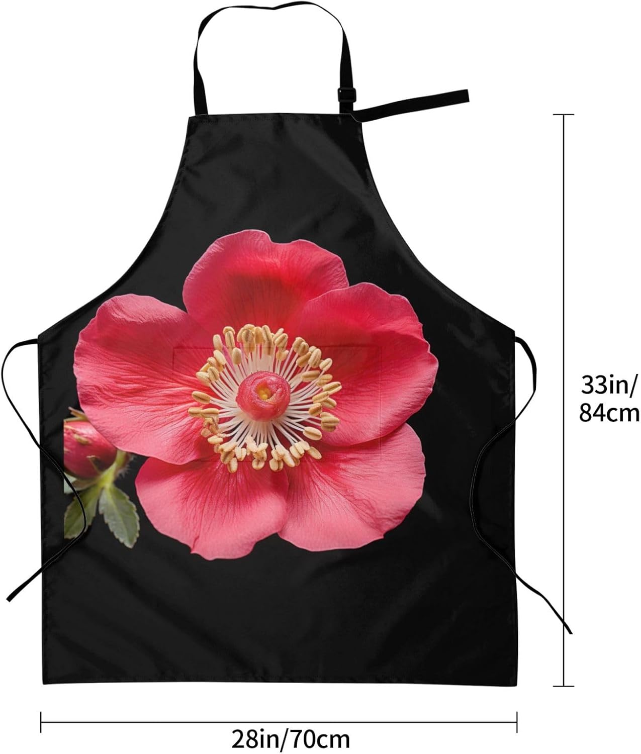 Blooming Flowers Black print Waterproof apron with pocket adjustable c