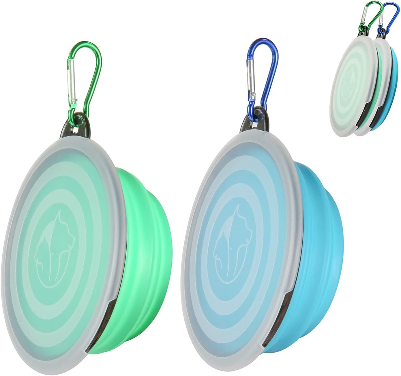 SLSON Collapsible Bowl with Cover Lids,2 Pack Dog Travel Bowls Portabl