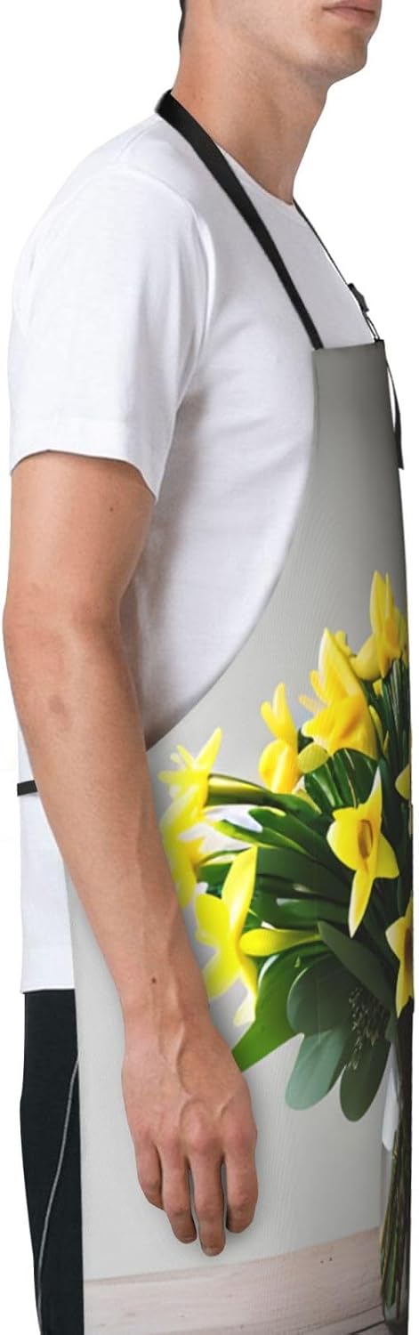 Bouquet of Daffodils 1 print Waterproof chef's apron with pocket apron for kitchen cooking baking barbecue and gardening