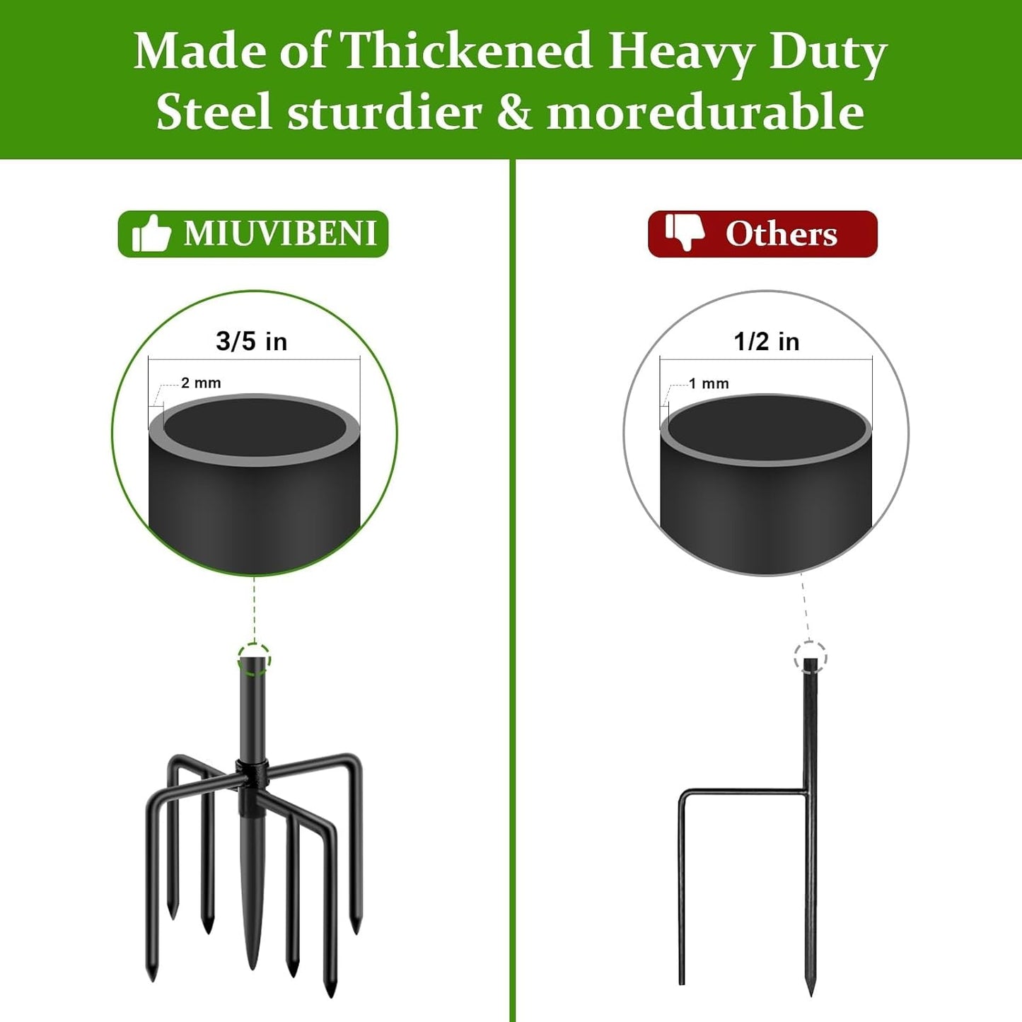 Shepherds Hooks for Outdoor with 7 Base Prongs, 72 Inches Heavy Duty Garden Bird Feeder Pole for Hanging Bird Feeder, Plant Baskets, Solar Light Lanterns, Outdoor Plant Hanger Hook,2 Packs