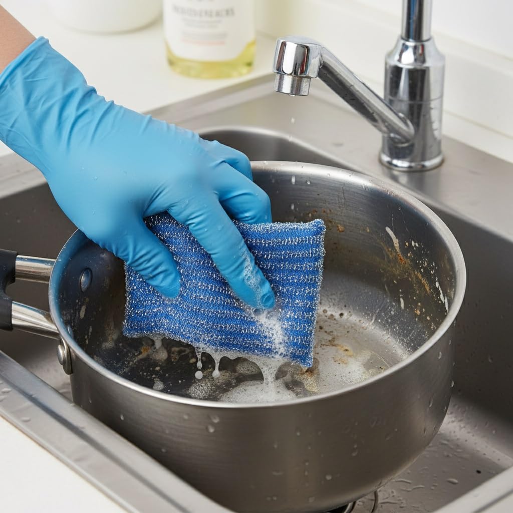 1PCS Wire Brush + 1PCS Nylon Brush + 4PCS Scrub Sponge Set, Heavy Duty Rust Remover and Cleaning Kit for Grill Grates, Tires, Bird Baths, Kitchen & Home, Non-Scratch Sponges for Dishes & Appliances
