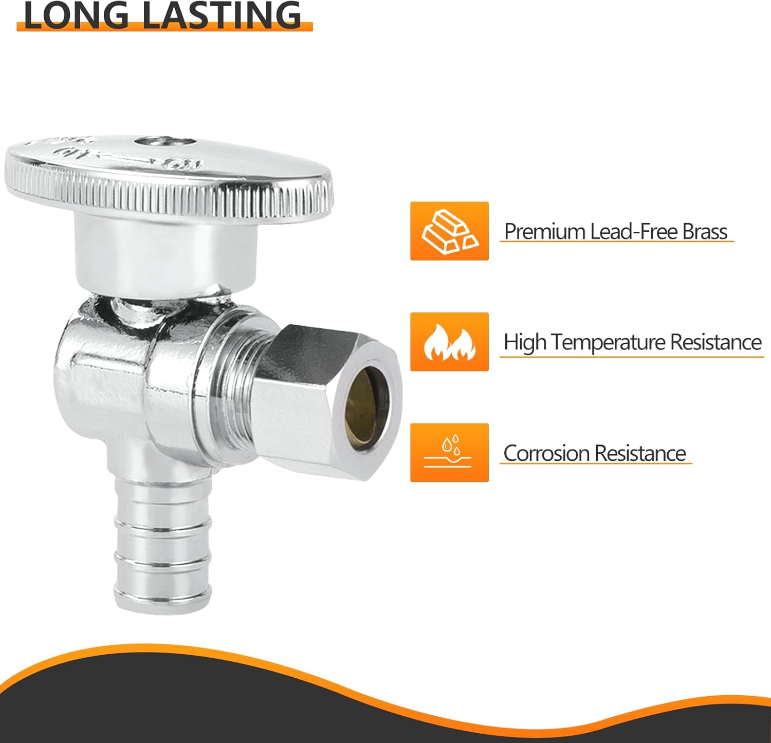 10-PCs HeSun Pex Angle Stop Valve, 1/2" Pex x 3/8" OD Compression Angl