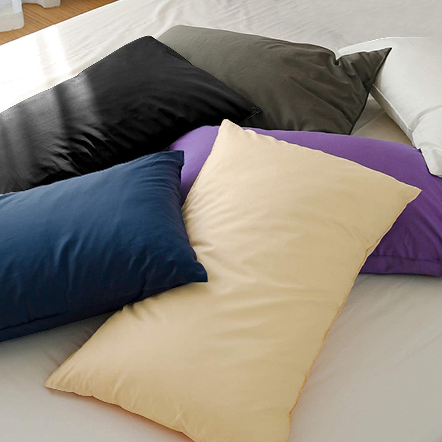 FLXXIE King Pillow Cases Set of 2, Soft Microfiber Pillow Covers with Envelope Closure, Wrinkle, Fade and Stain Resistant Pillowcases, 20x36, Navy