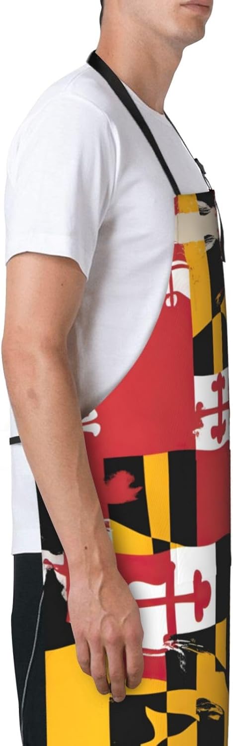 maryland flag Print 28x33 In Adult Kitchen Apron with Pockets Versatil