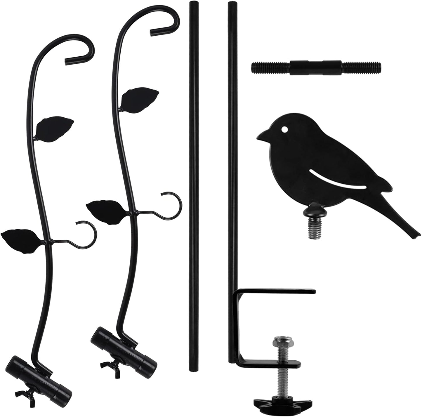 yosager Deck Pole Bird Feeding Station Kit, Porch Multi Hook Bird Feeder Hanging Kit with Two Adjustable Branches, Attracting Wild Birds, Planter Hanger