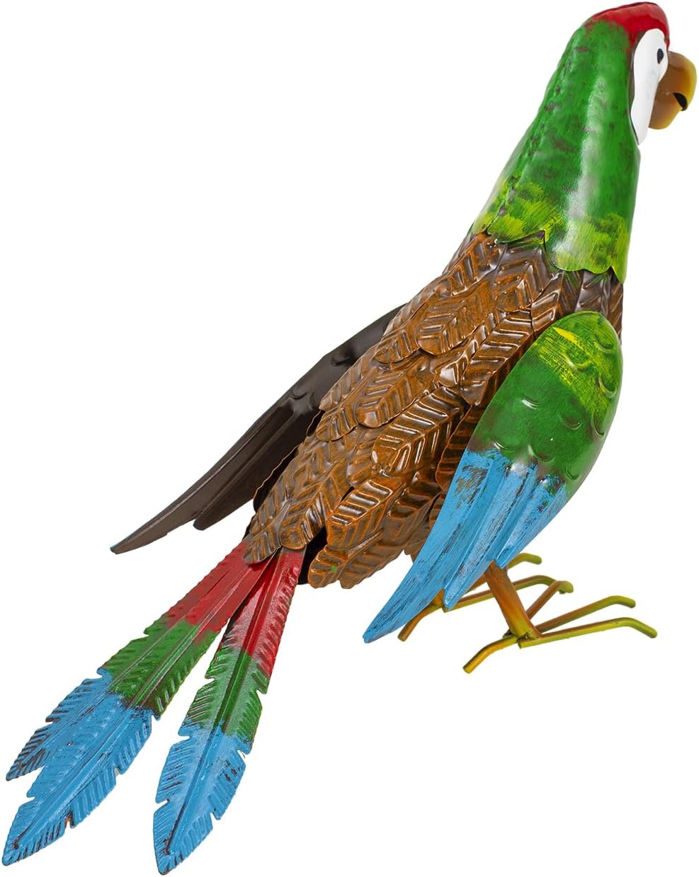 Metal Parrot Garden Statues Outdoor Decor, Parrot Outdoor Sculptures Yard Art Decoration for Patio Lawn Fence Backyard, Gift for Women Moms Grandmas