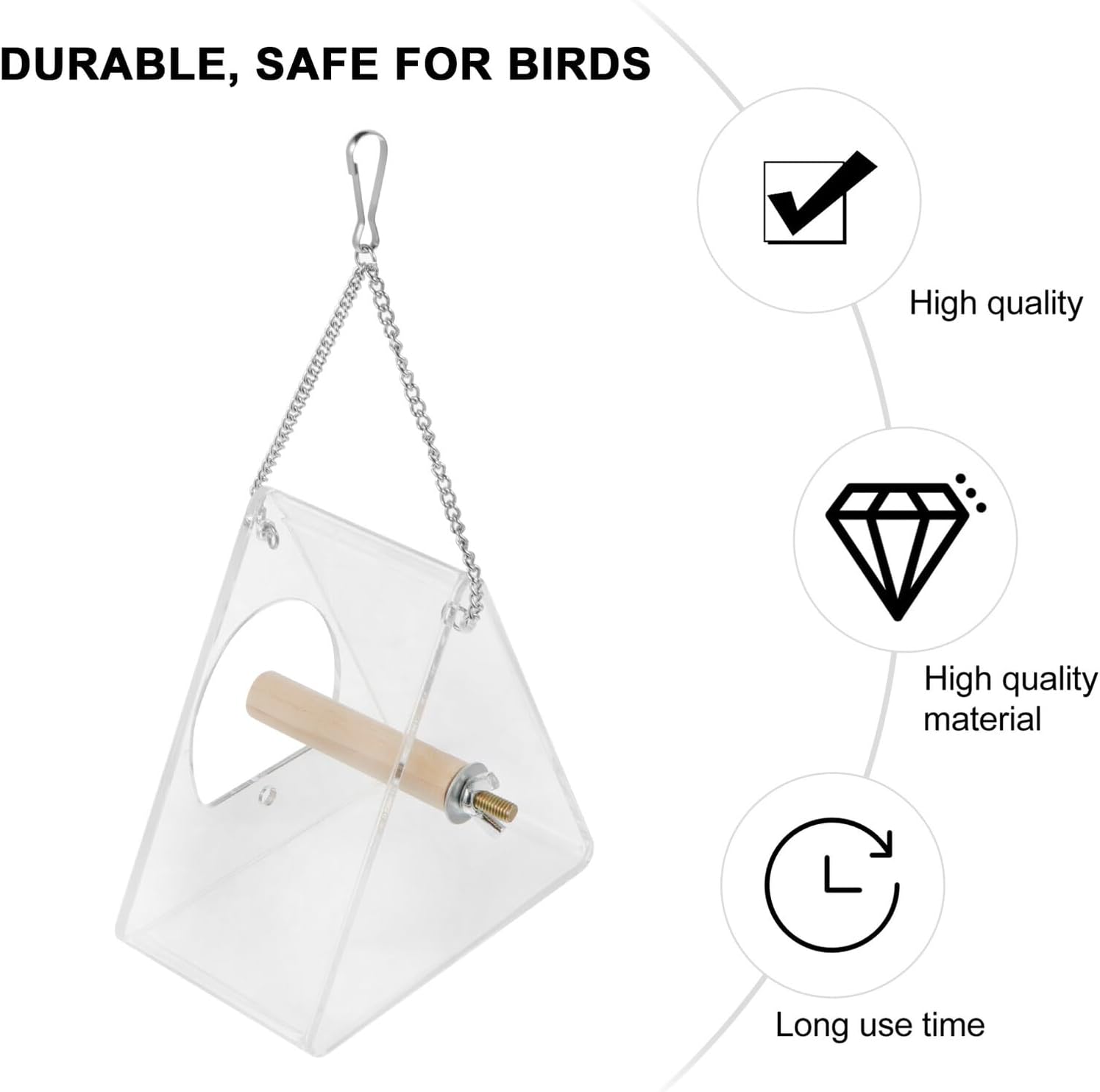 FAVOMOTO Acrylic Hanging Triangle Bird Feeder with Sucker Outdoor Bird