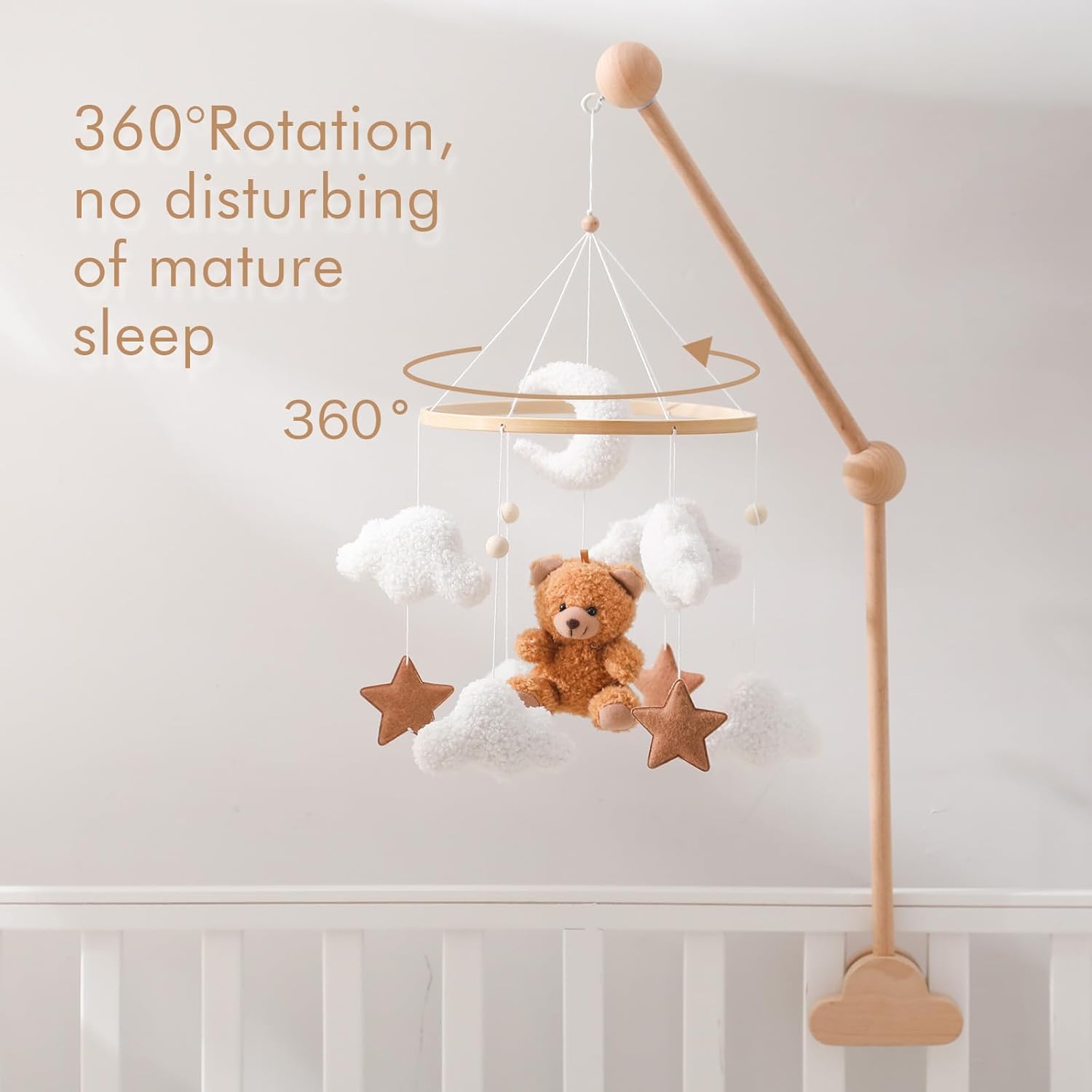 EERKEOD Baby Crib Mobile Bear Nursery Mobile for Boys Girls Teddy Velv