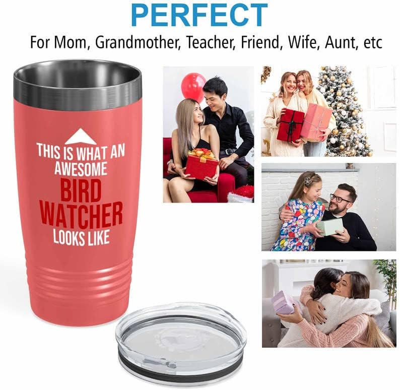 Bird Lover Coral Edition Viking Tumbler 20oz - Awsome Bird Watcher Looks Like - Hummingbird Nest Cage Parrot Dad Gardening Outdoor Birdwatcher Feeder