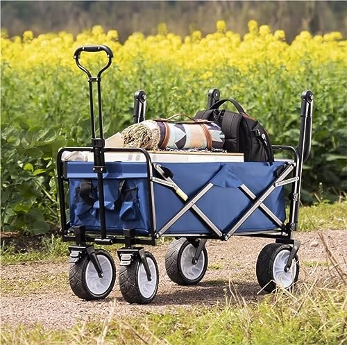 Portable Camping Cart,Heavy Duty Folding Camping Beach Wagon with 4 Wheels Outdoor Garden Shopping Cart for Fishing Pull Truck and Festivals