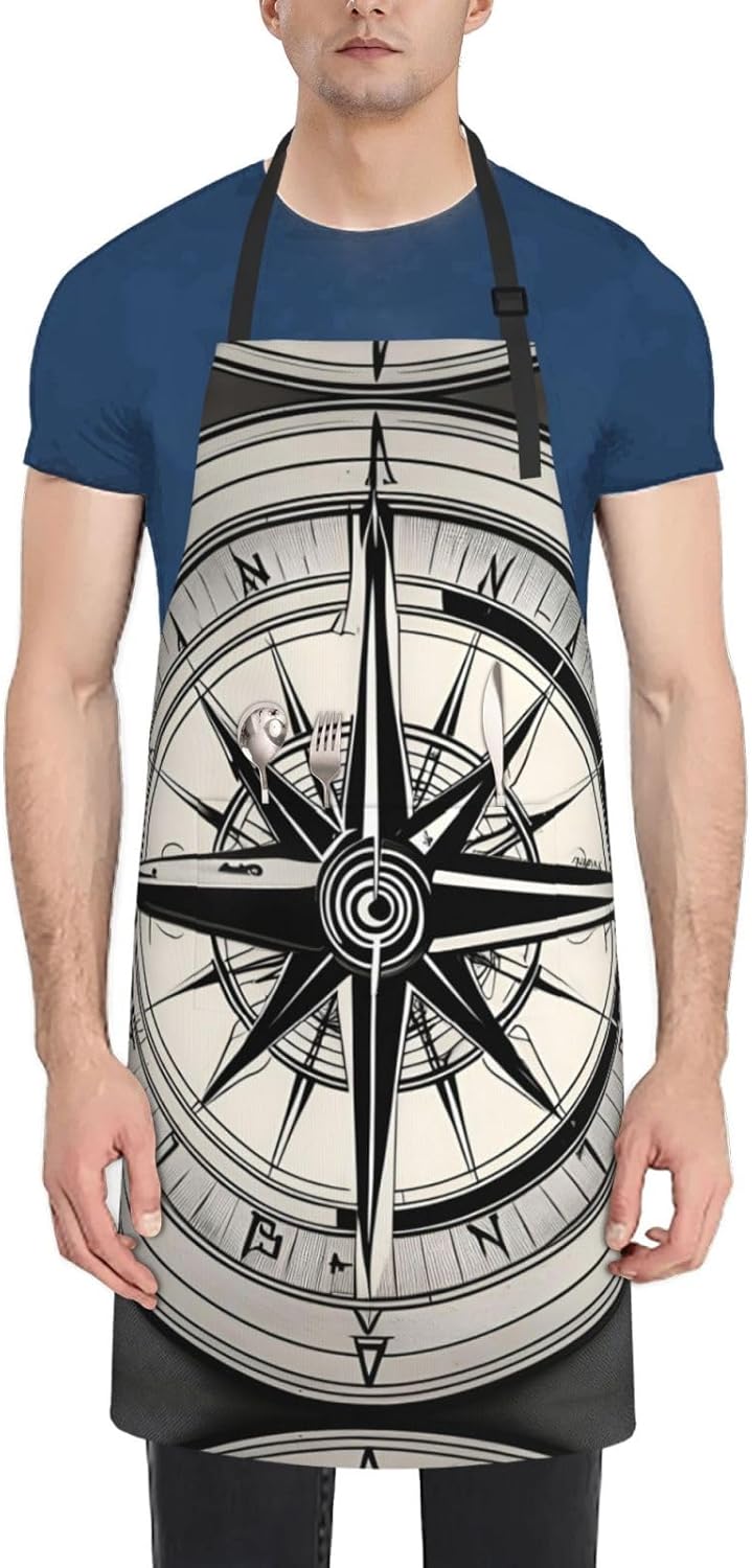 Law of the Compass Navigation 1 Print 28 x 33in Waterproof Apron with Pockets Fashionable Versatile Smock for Baking