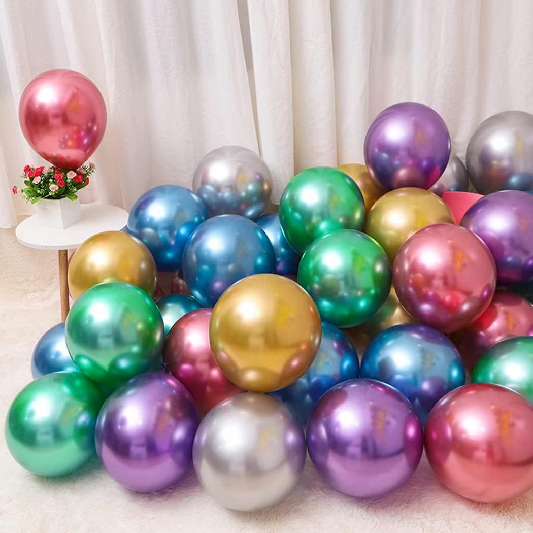Colorful Party Balloons 100pcs 12inch Chrome Metallic Helium Balloons 