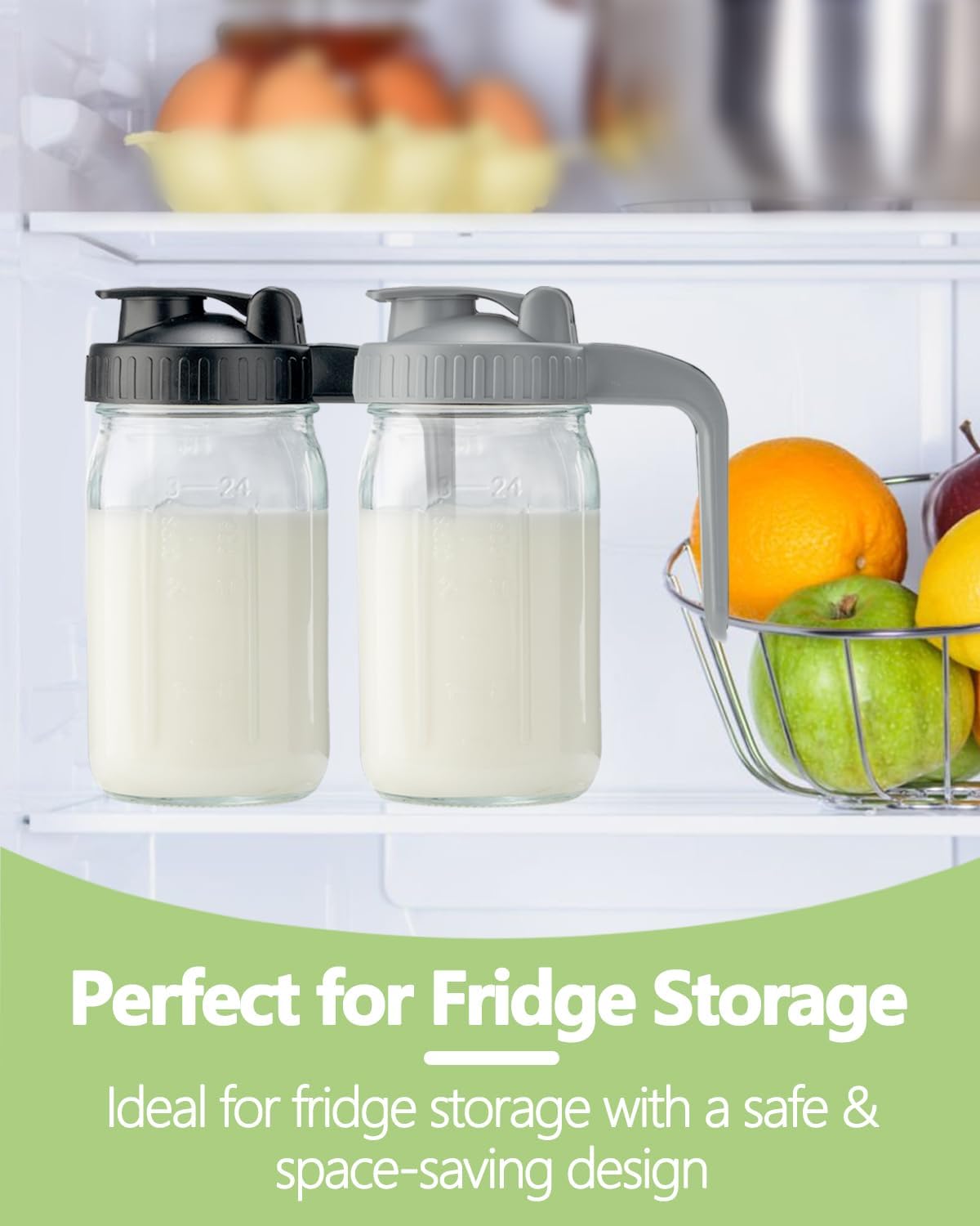32oz Glass Pitcher with Lid & V-shaped Pour Spout - 1 Quart Breastmilk