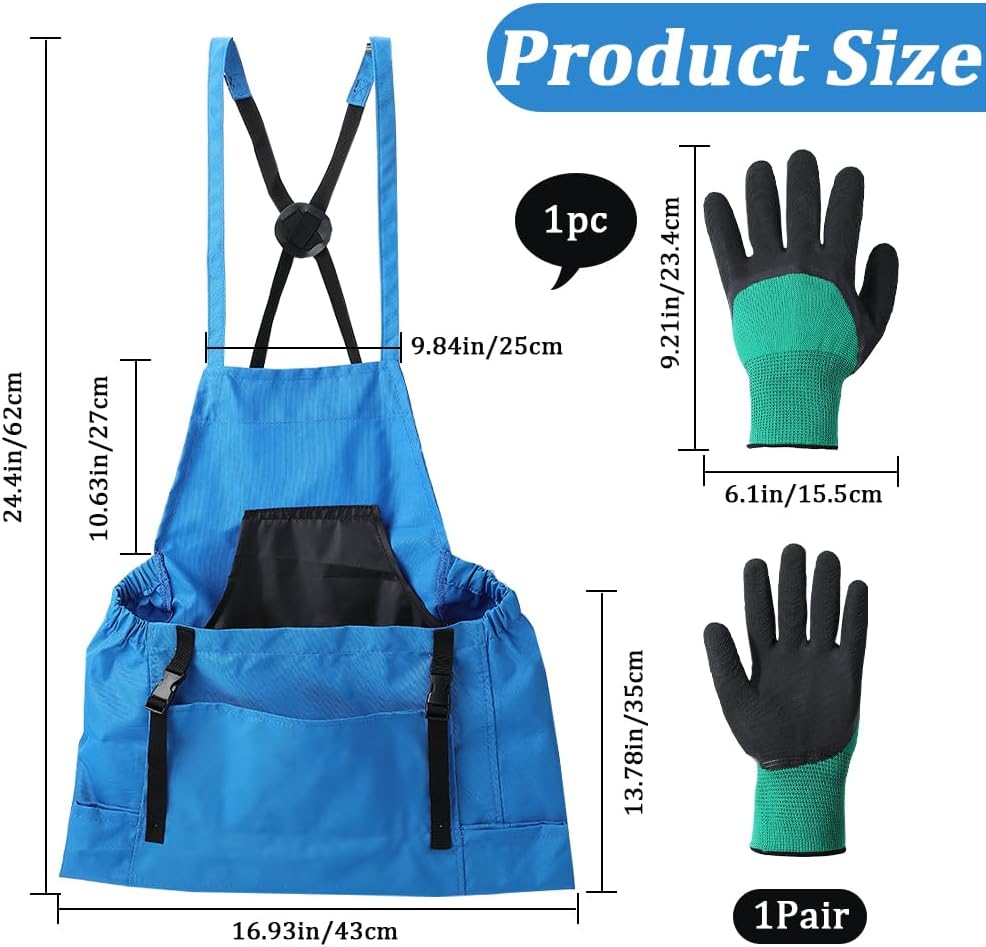 GORGECRAFT Gardening Apron Set Blue Cloth Water Washable Vegetable Har