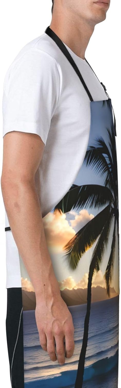 Hawaii Sunbeams print Waterproof chef's apron with pocket apron for kitchen cooking baking barbecue and gardening