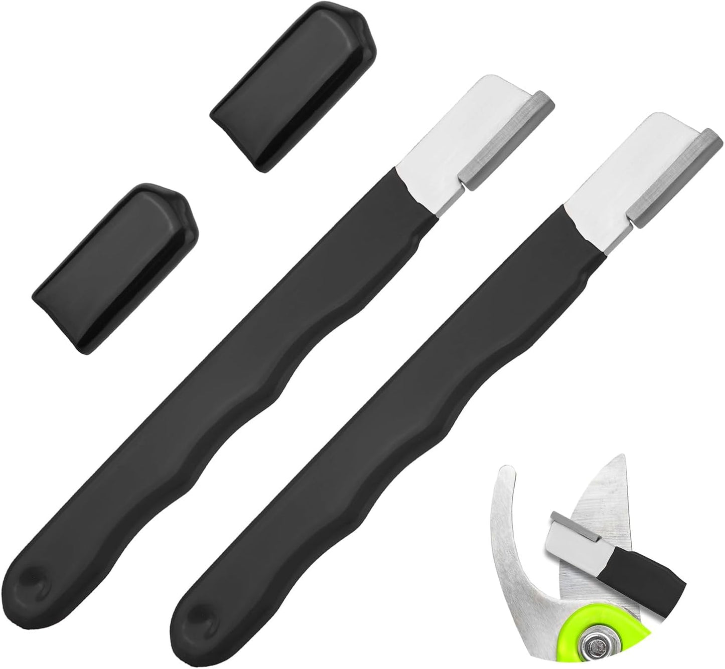 2 Pcs Garden Tool Sharpener, Multipurpose Usage Knife Sharpener Premium Wolfram Steel Portable Pocket Blade Sharpener for Pruning Shears Axe Hatchets Scissors Sickle Fence Shears(Black)