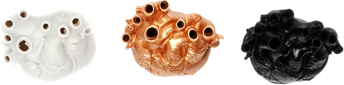 Heart Shaped Resin Vase - Anatomical Human Heart Flower Pot Planter, Nordic Modern Desktop Decor for Farmhouse Living Room, Bedroom, Valentine's Day Gift Home Decoration