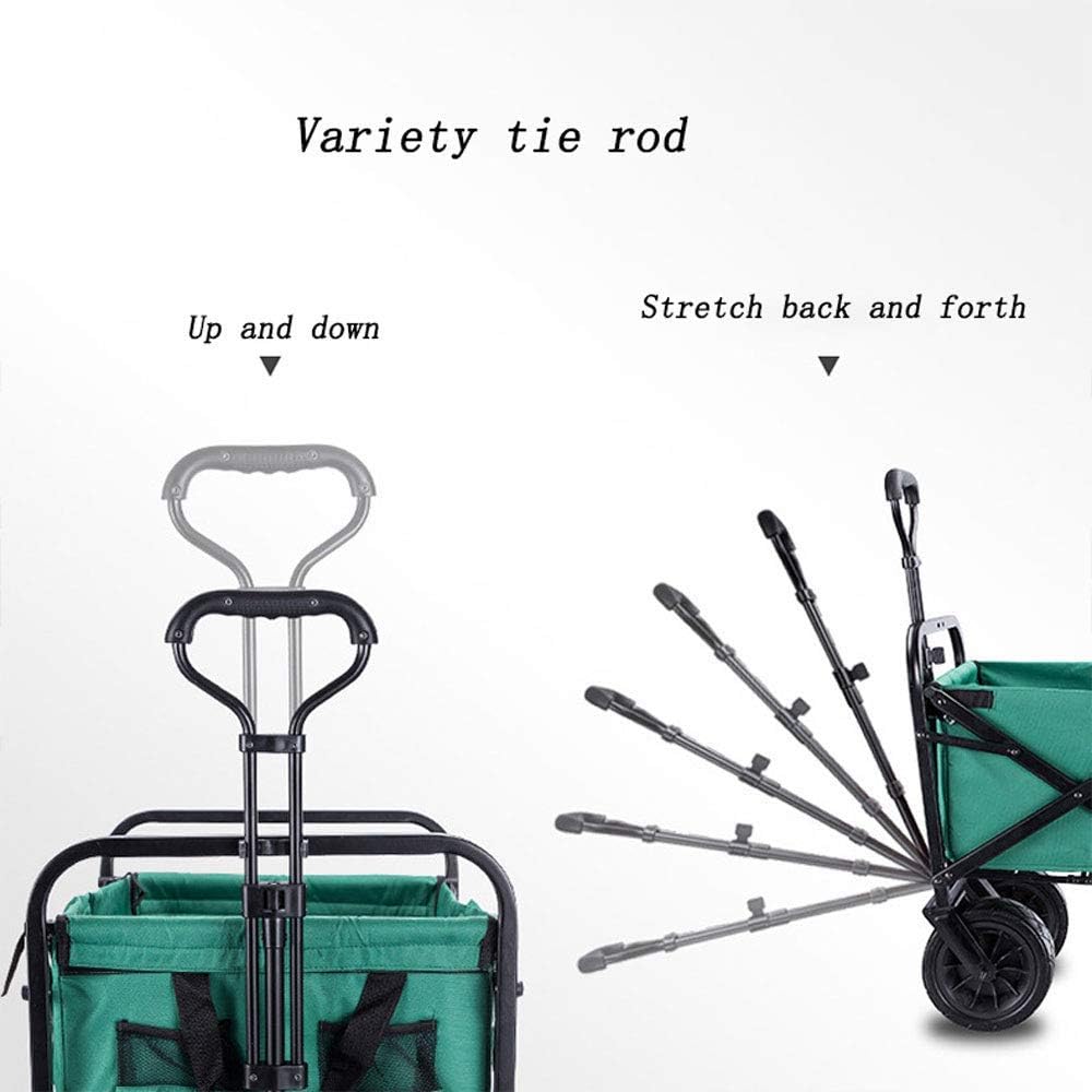 Folding Garden Trolley with Safety Belt Pull Wagon Hand Cart Foldable Transport Cart Up to 90kg for Garden, Camping, Beach, Fishing, Shopping, Pet (D)(F) (a)