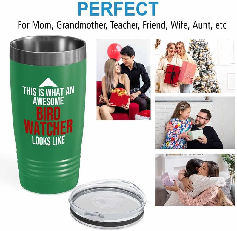 Bird Lover Green Edition Viking Tumbler 20oz - Awsome Bird Watcher Looks Like - Hummingbird Nest Cage Parrot Dad Gardening Outdoor Birdwatcher Feeder