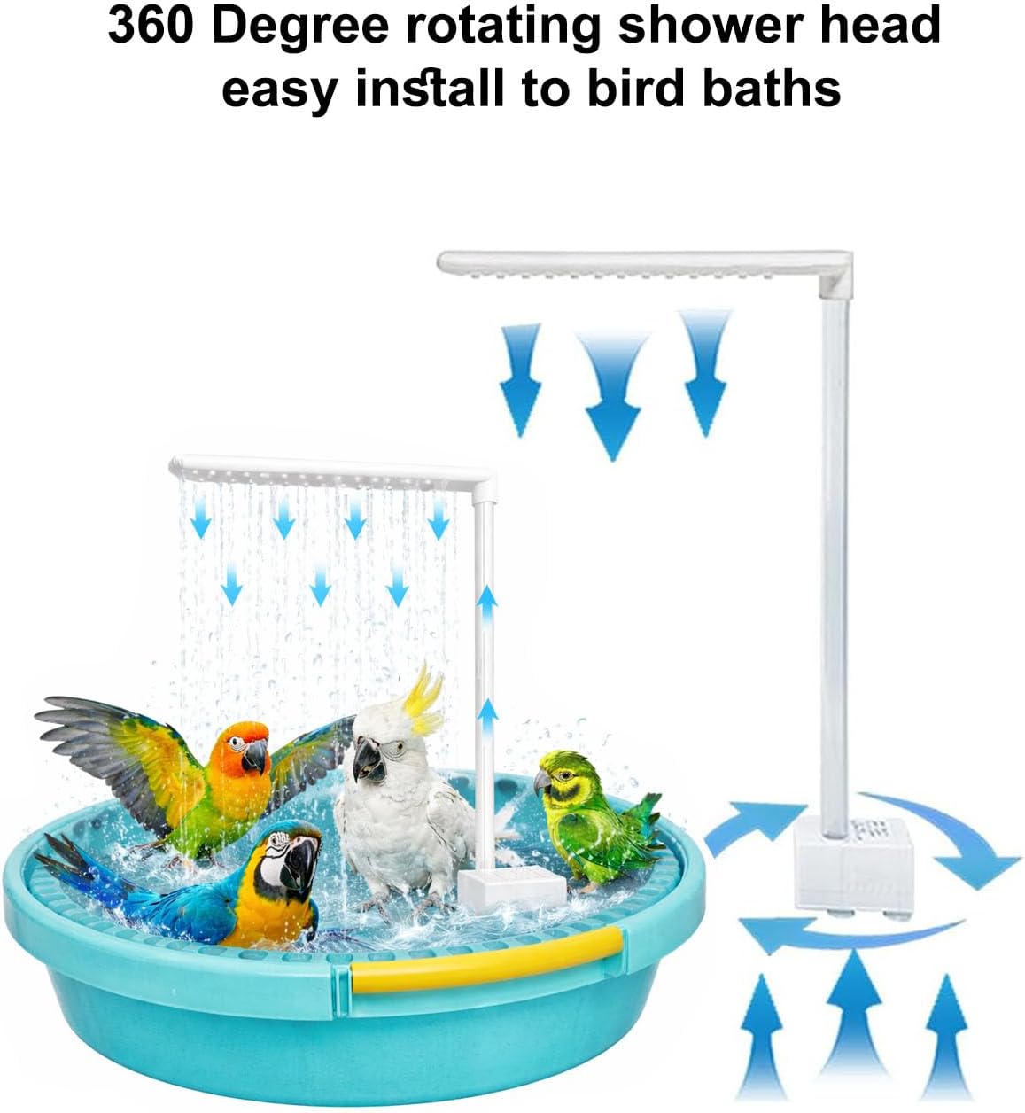 Bird Baths Shower Fauce with Bird Bath Towel, Bird Bath Fountain Pump, Fountain Pump with Shower, Electric Bird Bath for Outside, Outdoor Garden Decoration