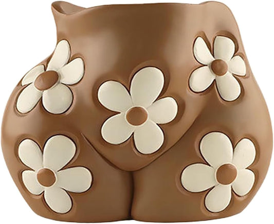 Boob Planter & Butt Vase/Bust Planter, Unique Flower Vases - Boho Plant Pots Female Body Vase, Resin Succulent Pots with Drainage, Aesthetic Decorative Vases for Outdoor Indoor Garden Decor (Butt)