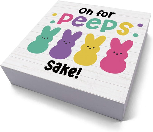 HTBIG Funny Easter Bunny Decor Desk Decor Wooden Box Sign Easter Decor