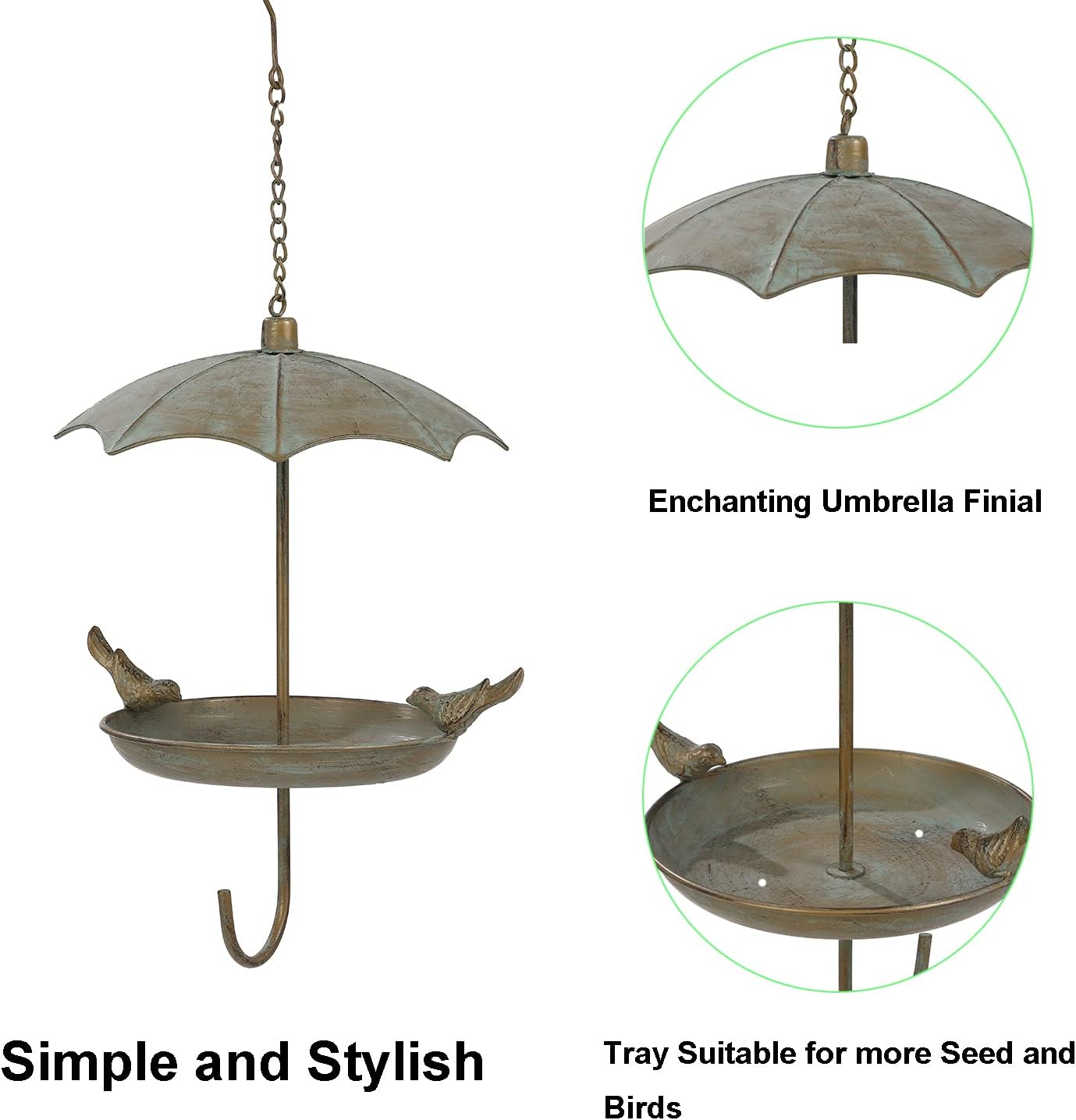 Jemeni Umbrella Bird Feeder - Decorative Metal Outdoor Hanging Feeder 