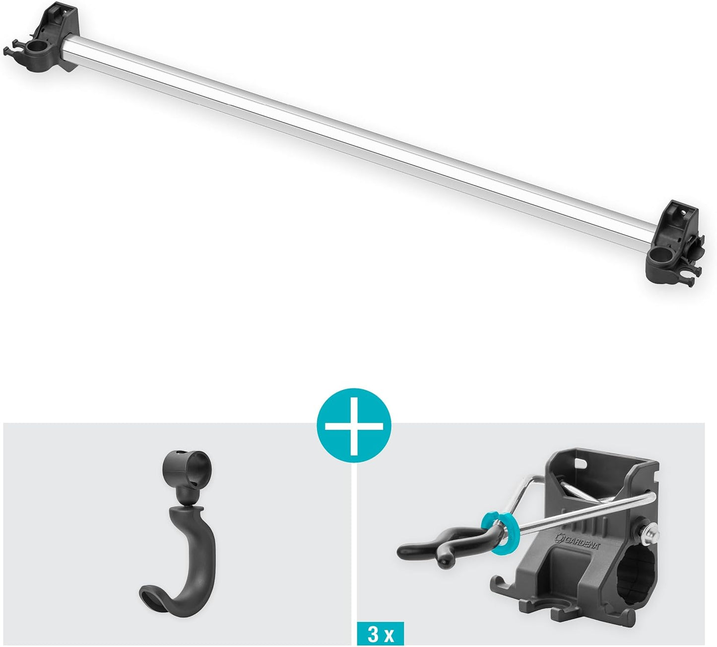 Gardena Tool Rack Plus: Wall-Mounted Rack for Home and Garden Tools, 78 cm Wide, 60 kg Maximum Weight, Space-Saving, can be Equipped and expanded as Necessary (3509-20)