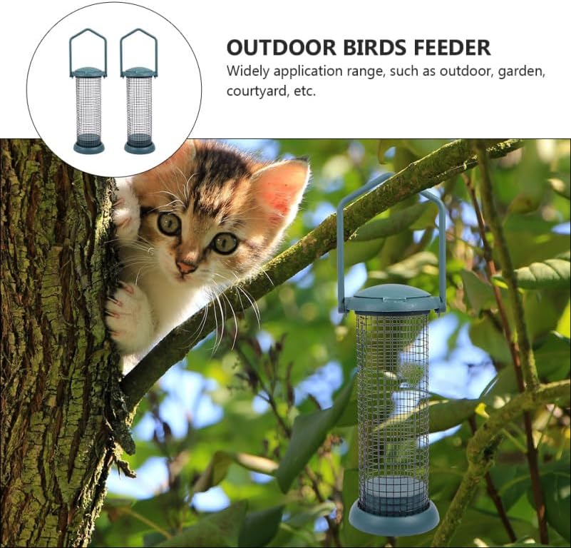 2pcs Outdoor Bird Feeder Grease Container Metal Bird Tube Feeder Metal s Food Container Suet Automatic Pet Resting Tool Hanging Plastic