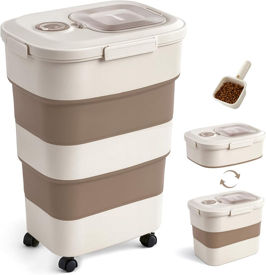 40-50lbs Dog Food Storage Container, Large Capacity Collapsible Airtig