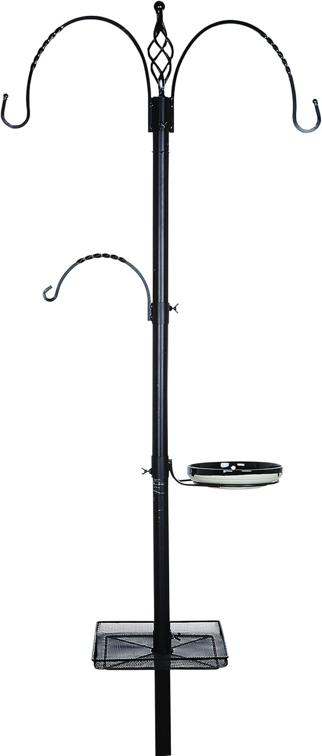 Gardman BA08015 Bird Feeding Station 2 Hook Square Tray, Matte Black