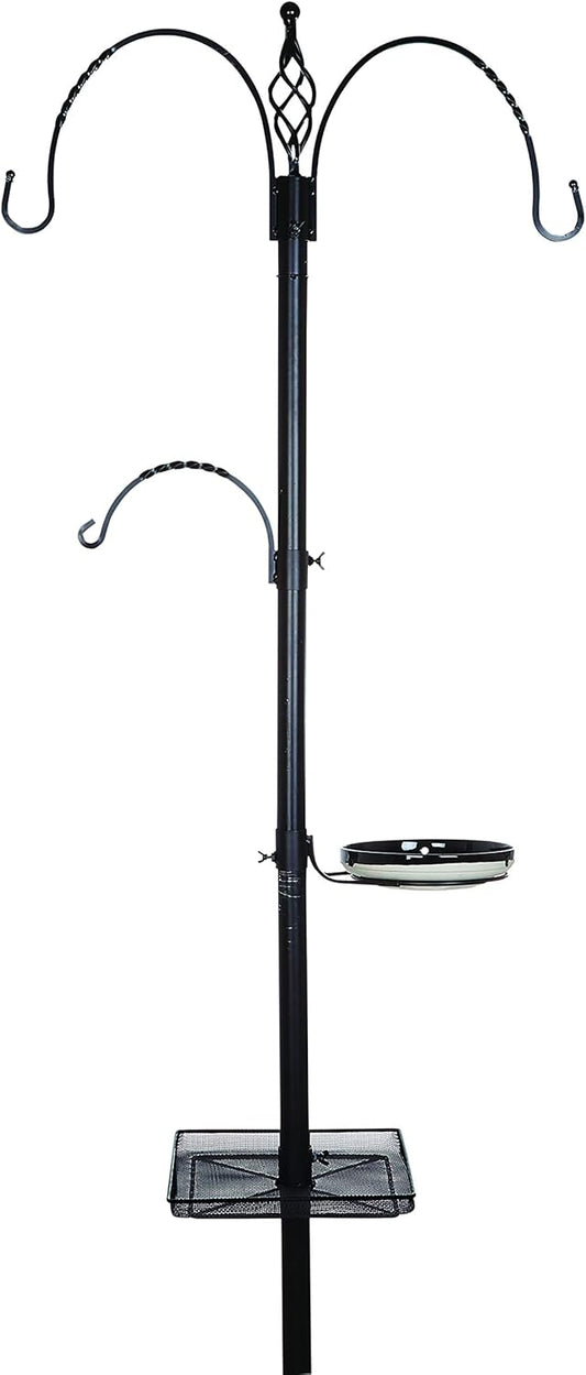 Gardman BA08015 Bird Feeding Station 2 Hook Square Tray, Matte Black