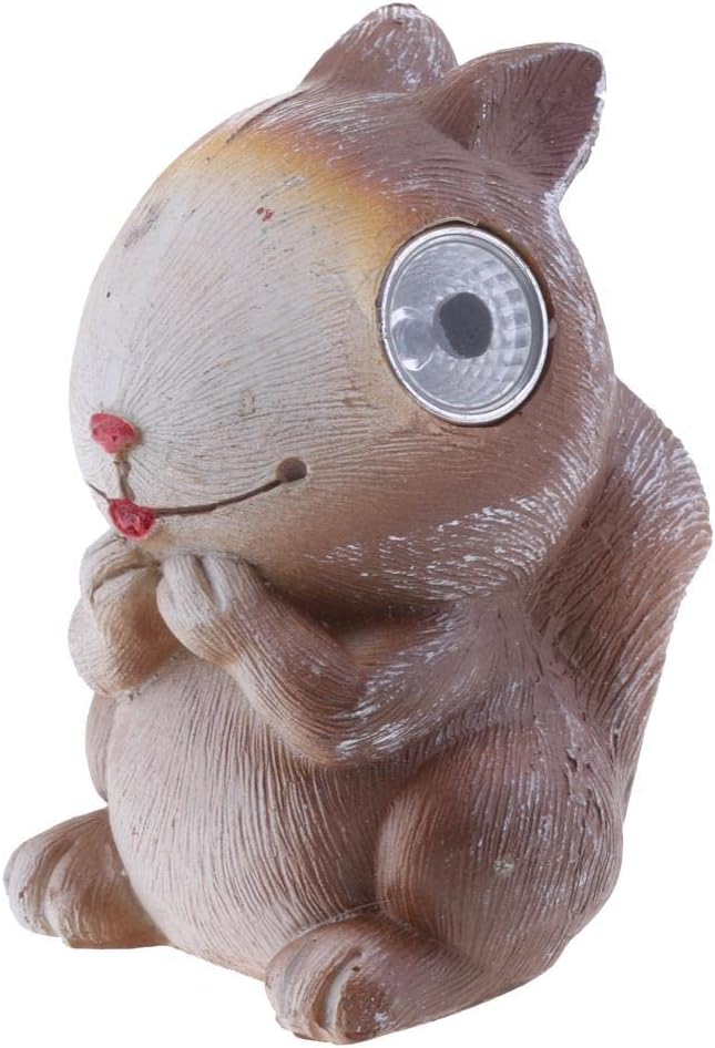 Resin Animal Solar Power LED - Cute Squirrel Cat Hedgehog Figures - Outdoor Garden Decor - Auto On/Off at Dusk - Weatherproof Resin - Multicolor - Perfect for - Squirrel
