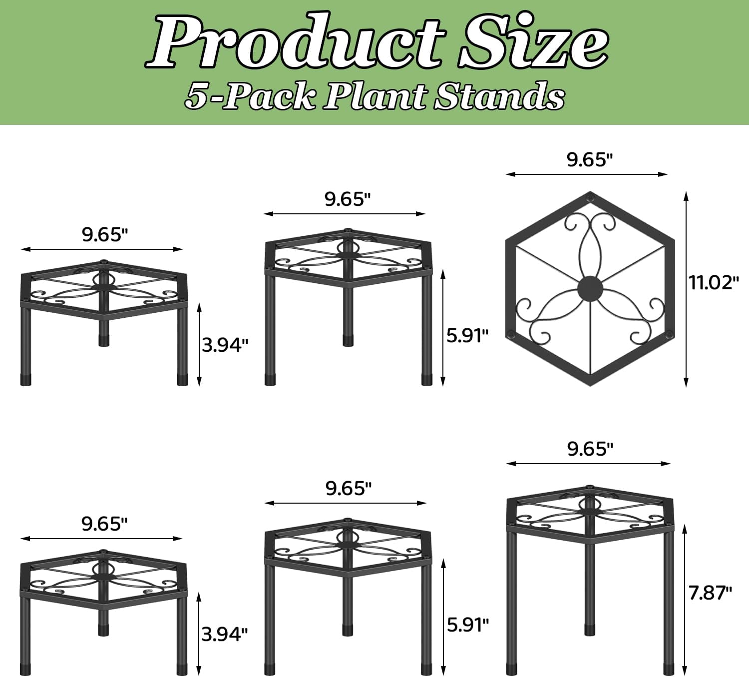 5-Pack Metal Plant Stands, Anti-Rust Iron Flower Pot Stand Plant Pot S