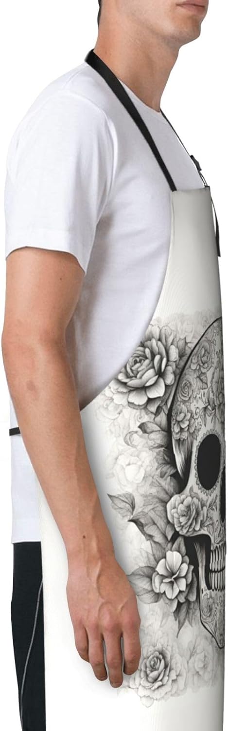 Mexican Skull print Waterproof apron with pocket adjustable cooking apron for adult kitchen bibs to bake