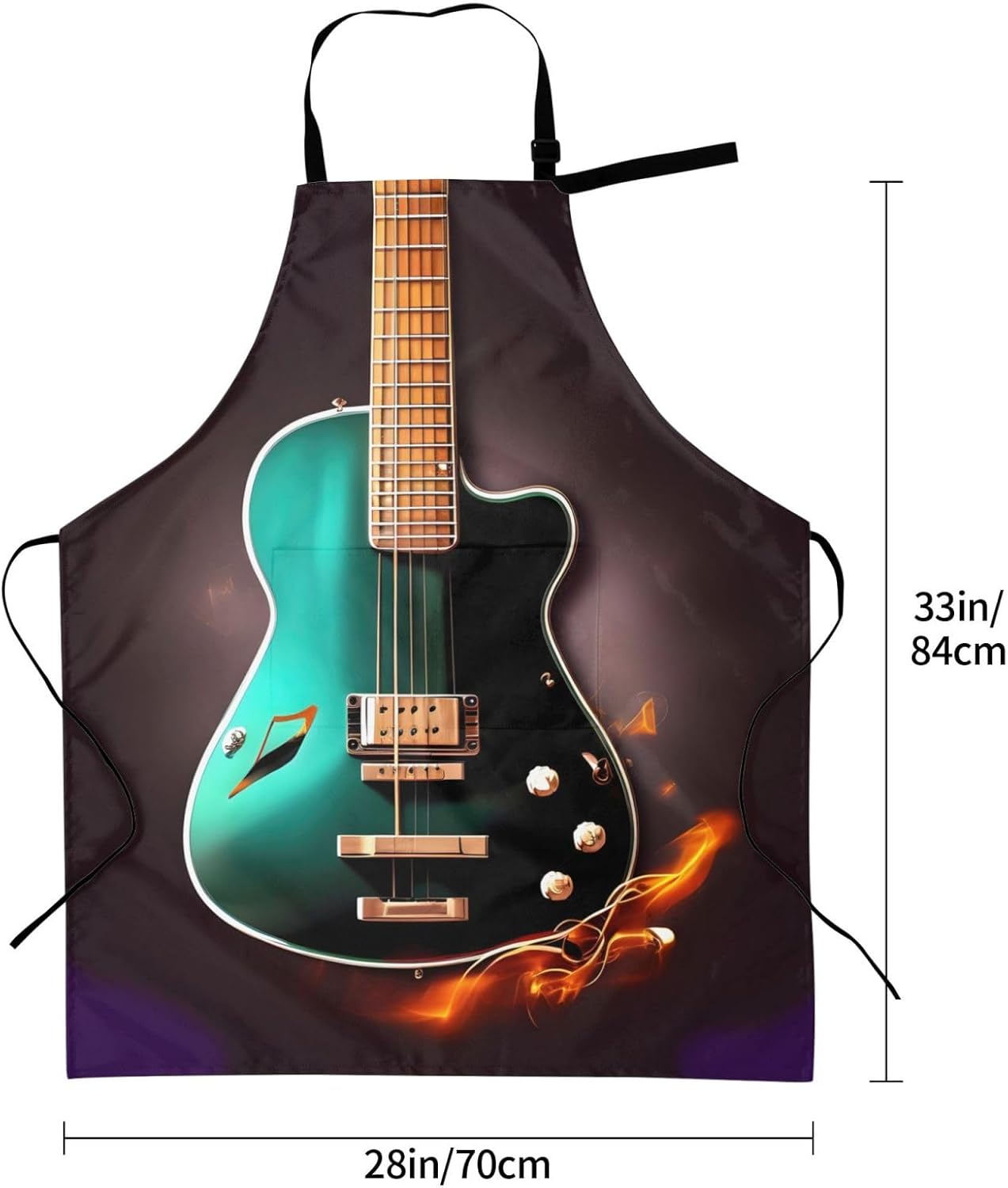 Music Green Guitar print Waterproof apron with pocket adjustable cooking apron for adult kitchen bibs to bake