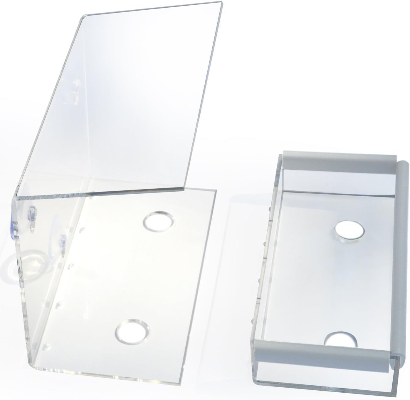 PetFusion Tranquility Window Bird Feeder in Premium Lucite Acrylic. (I) Removable Tray, (II) 3 Perches, Clear