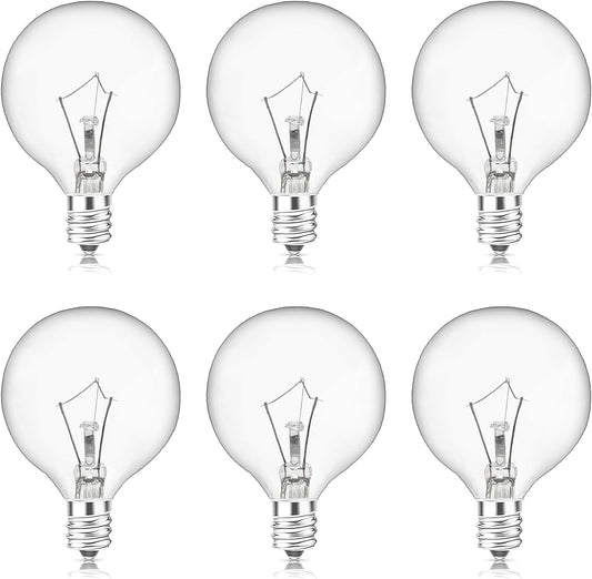 Scentsy Light Bulbs for Warmer - 25 Watt Bulb for Full Size Wax Melt Warmers, Replacement Bulb for Wax Warmer Burner Candle Warmer - G16 1/2 Globe Bulbs (6 Packs)
