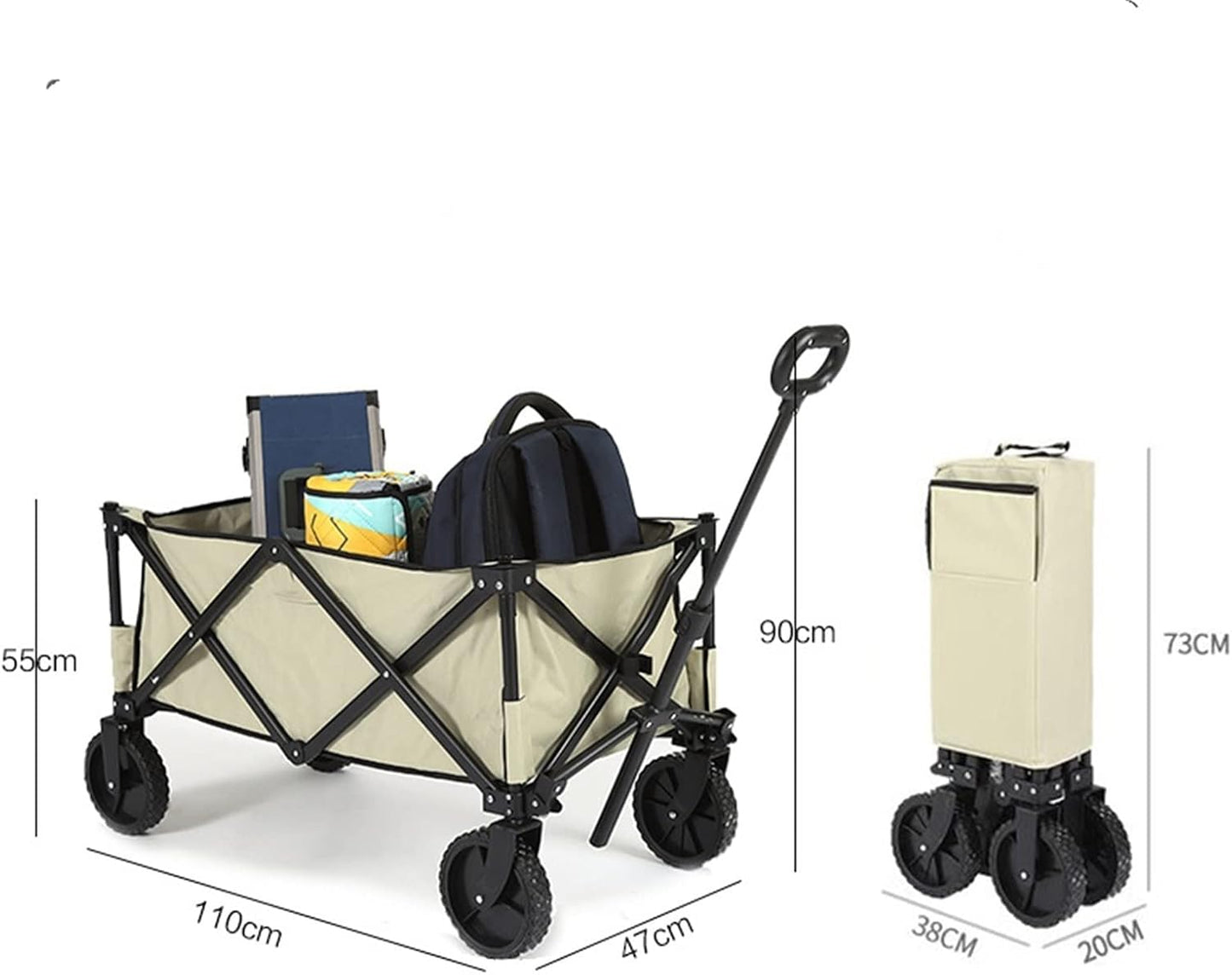 Moving Cart Folding Portable Large Capacity Beach Wagon Heavy Collapsible Outdoor Garden Cart Foldable Wagon for SportsShopping Camping