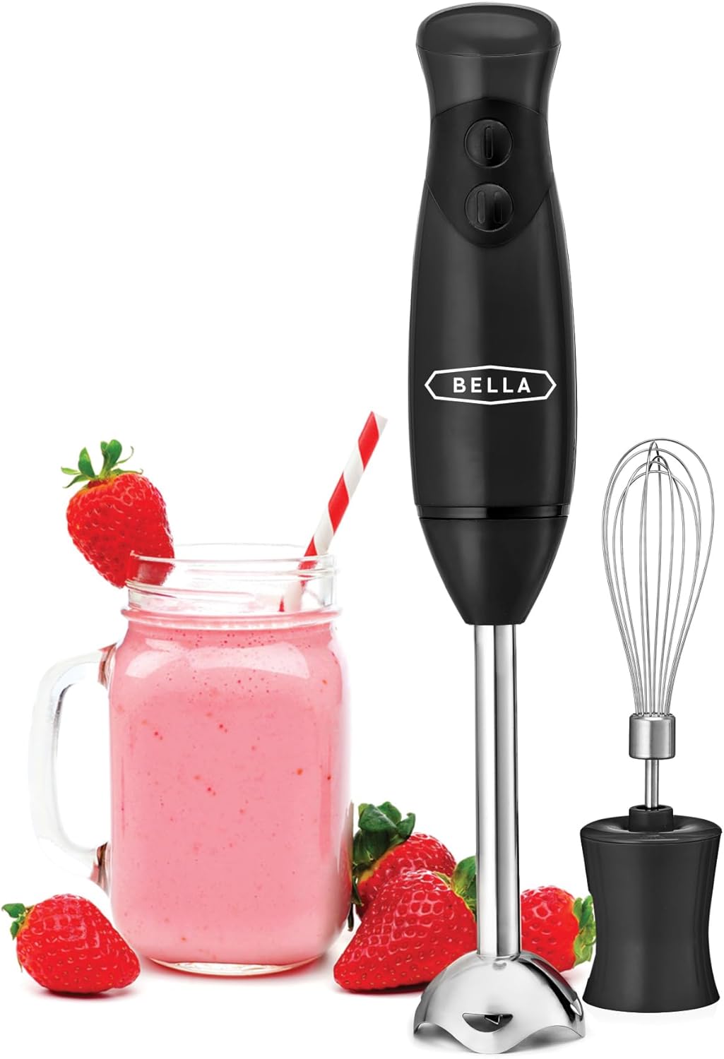 BELLA Immersion Hand Blender, Portable Mixer with Whisk Attachment - E