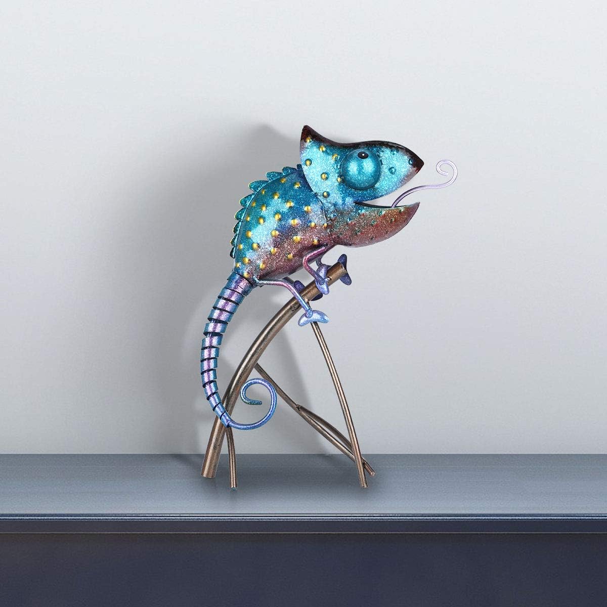 Tooarts Metal Chameleon Sculpture Wild Animal Figurine Indoor Outdoor 
