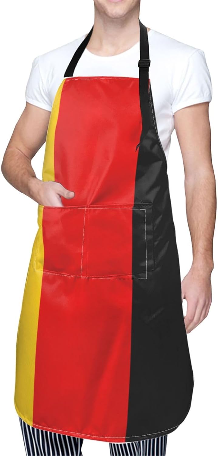 German flag print Waterproof chef's apron with pocket apron for kitchen cooking baking barbecue and gardening